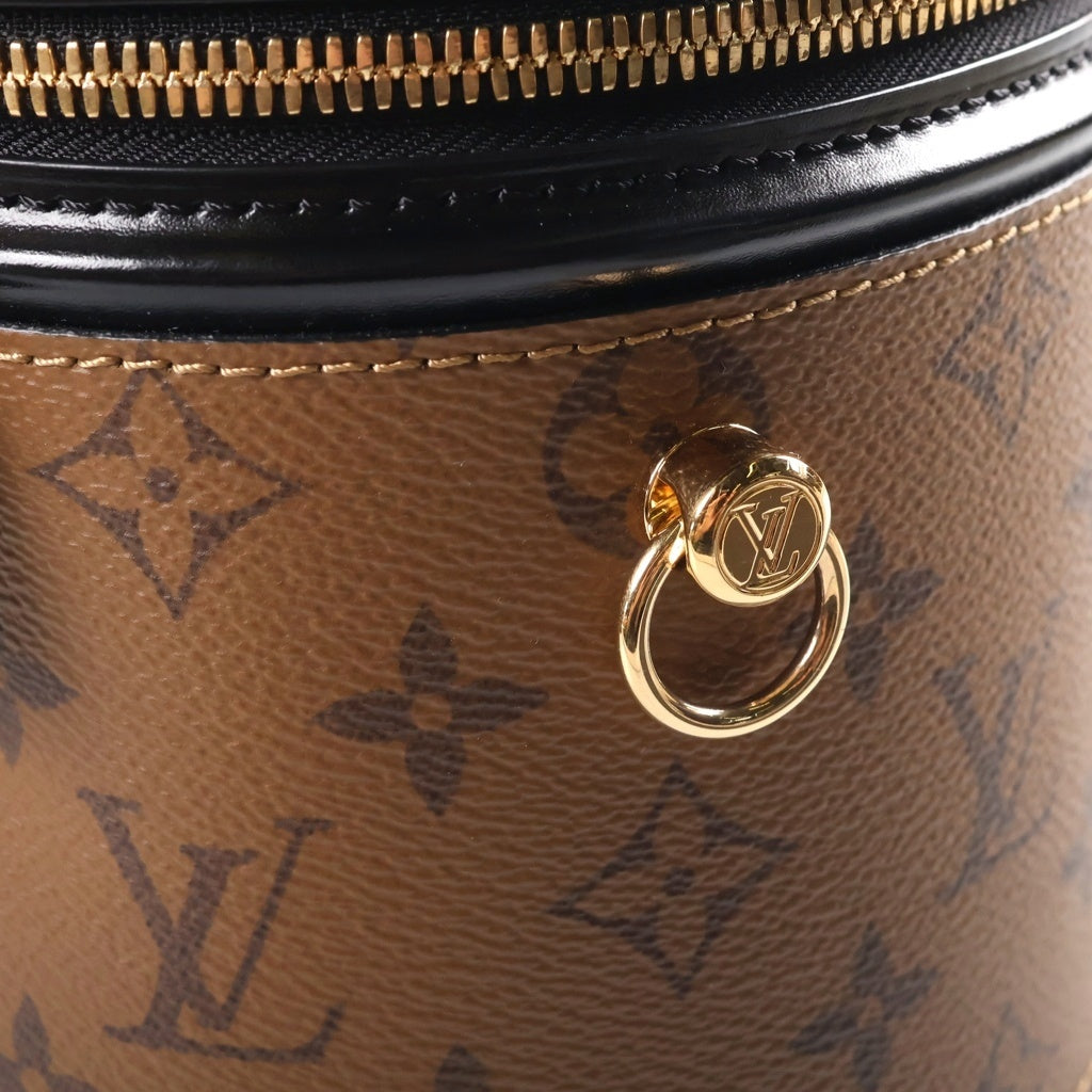 LOUIS VUITTON(ルイヴィトン) モノグラムリバース カンヌ 2WAYハンドバッグ ショルダーバッグ バニティ ブラウン×ブラック レザー×PVC M43986 ゴールド金具 レディース