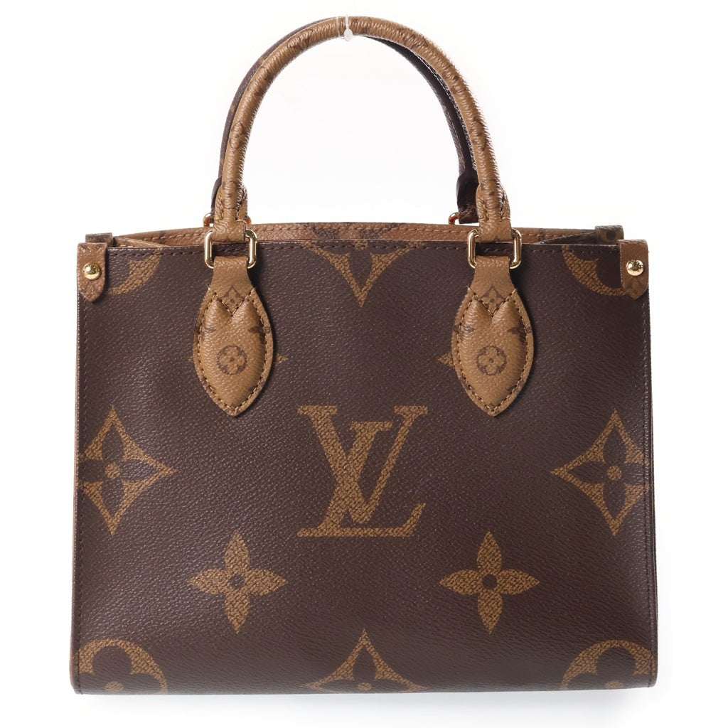 LOUIS VUITTON(ルイヴィトン) モノグラムジャイアント オンザゴーPM 2WAYハンドバッグ ショルダーバッグ ブラウン レザー M46373 ゴールド金具 レディース