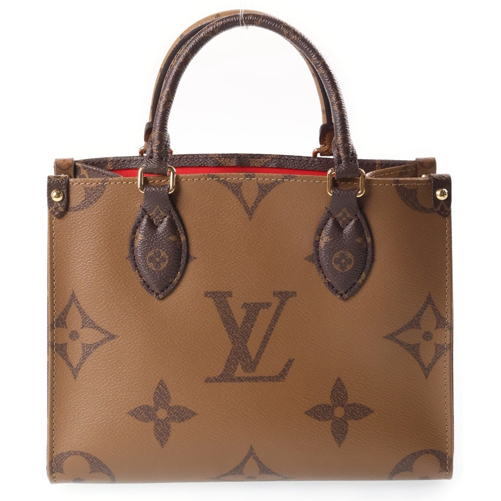 LOUIS VUITTON(ルイヴィトン) モノグラムジャイアント オンザゴーPM 2WAYハンドバッグ ショルダーバッグ ブラウン レザー M46373 ゴールド金具 レディース