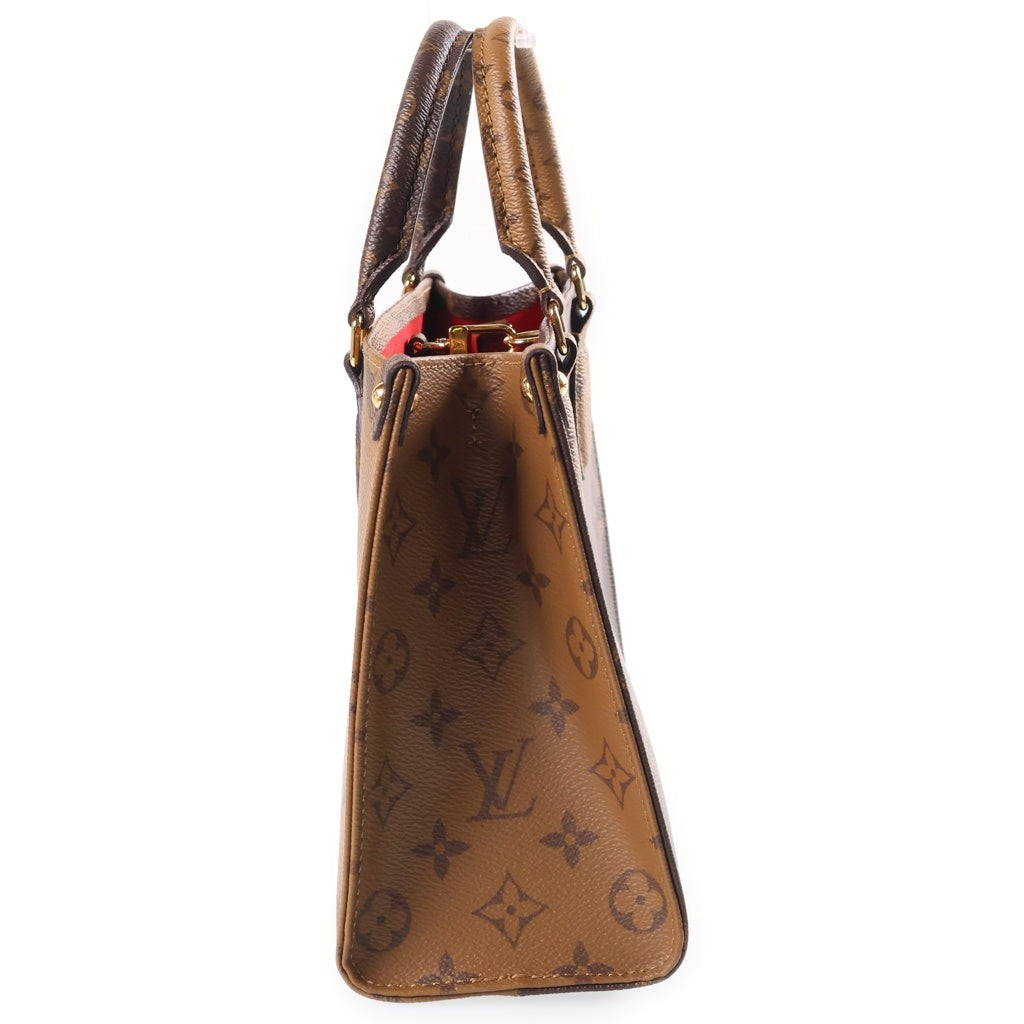 LOUIS VUITTON(ルイヴィトン) モノグラムジャイアント オンザゴーPM 2WAYハンドバッグ ショルダーバッグ ブラウン レザー M46373 ゴールド金具 レディース