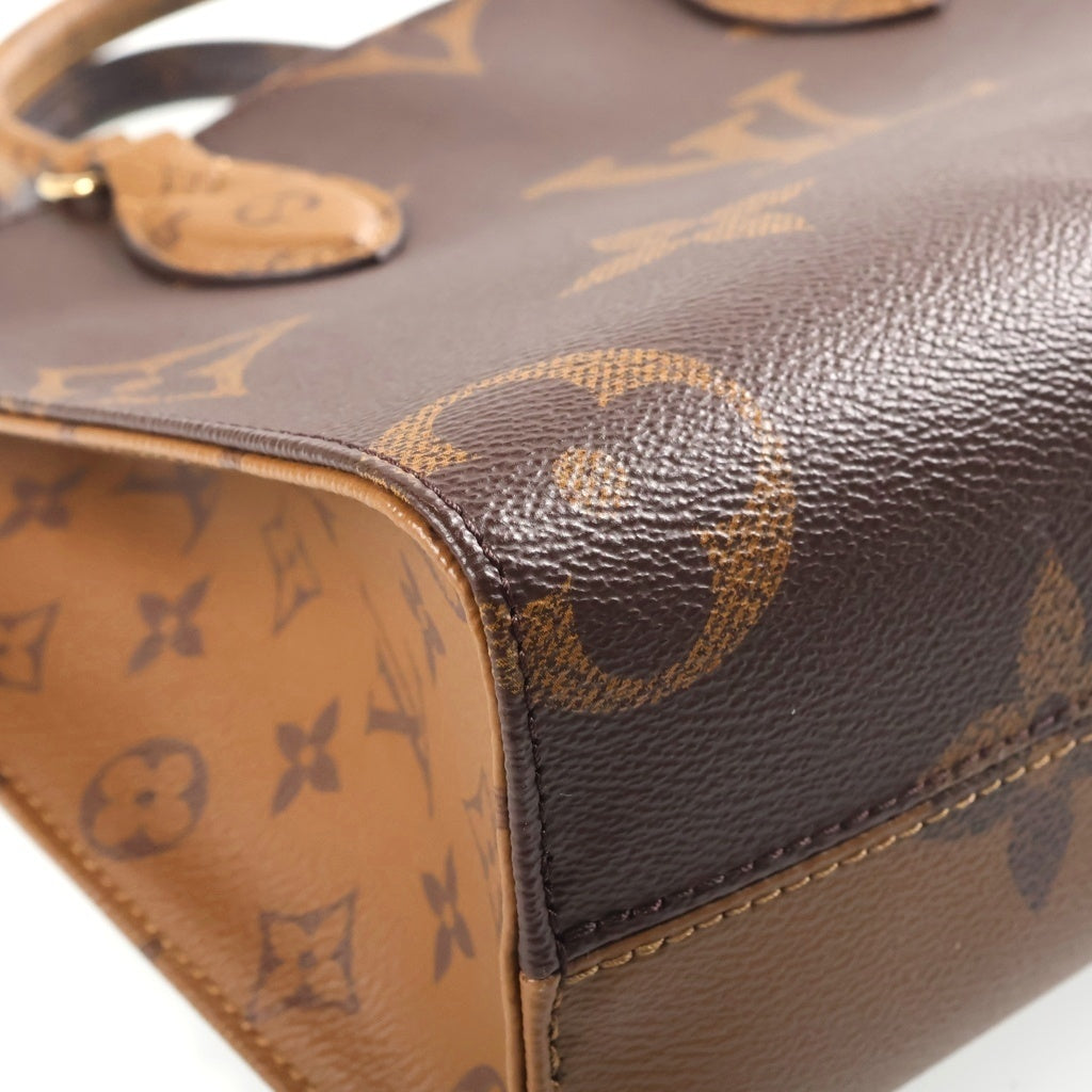LOUIS VUITTON(ルイヴィトン) モノグラムジャイアント オンザゴーPM 2WAYハンドバッグ ショルダーバッグ ブラウン レザー M46373 ゴールド金具 レディース