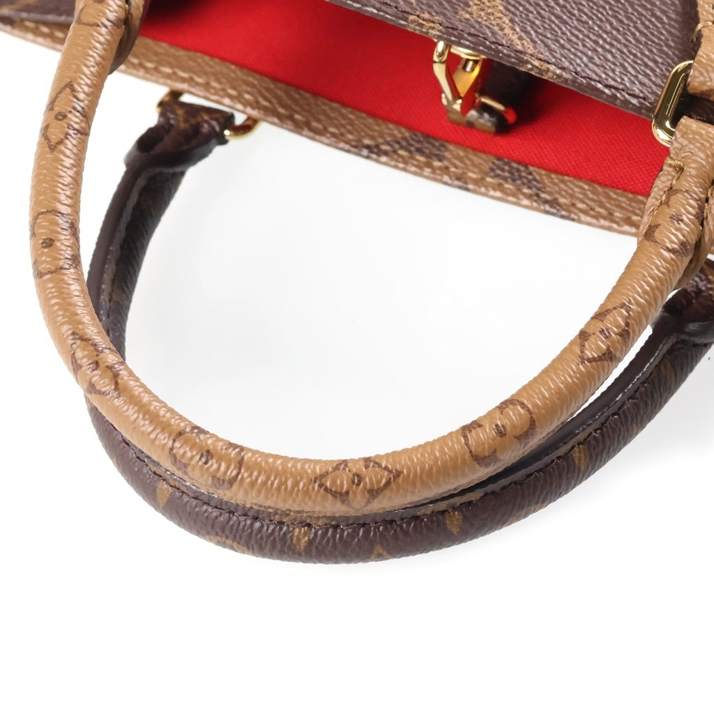 LOUIS VUITTON(ルイヴィトン) モノグラムジャイアント オンザゴーPM 2WAYハンドバッグ ショルダーバッグ ブラウン レザー M46373 ゴールド金具 レディース
