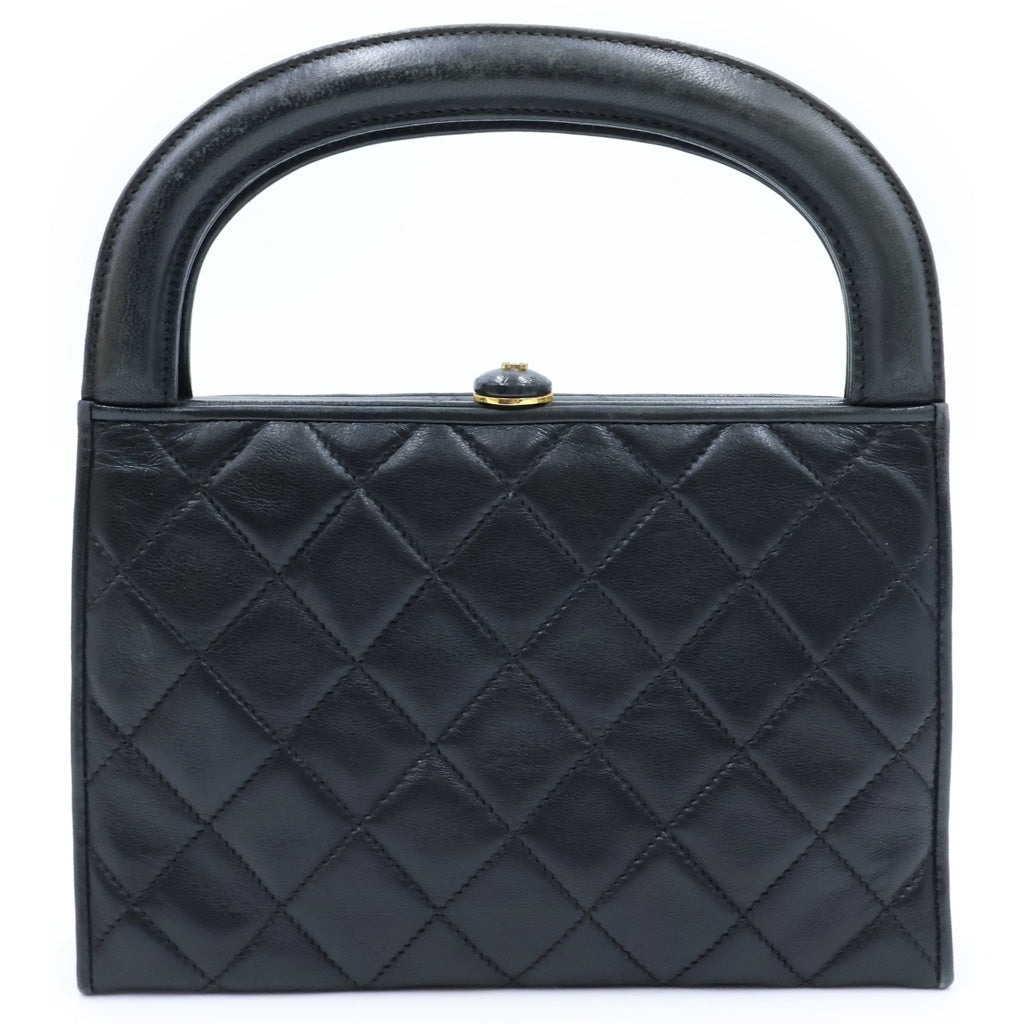 CHANEL(シャネル) マトラッセ がま口 ハンドバッグ ミニバッグ ブラック ラムスキン ゴールド金具 レディース