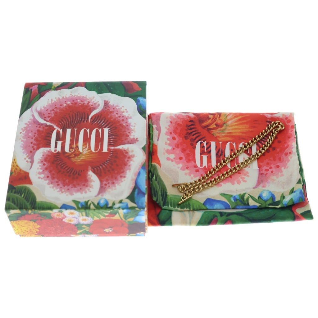GUCCI(グッチ) ズゥミ チェーン コンパクト ウォレット 2つ折り財布 パイソン レッド 570660 レディース