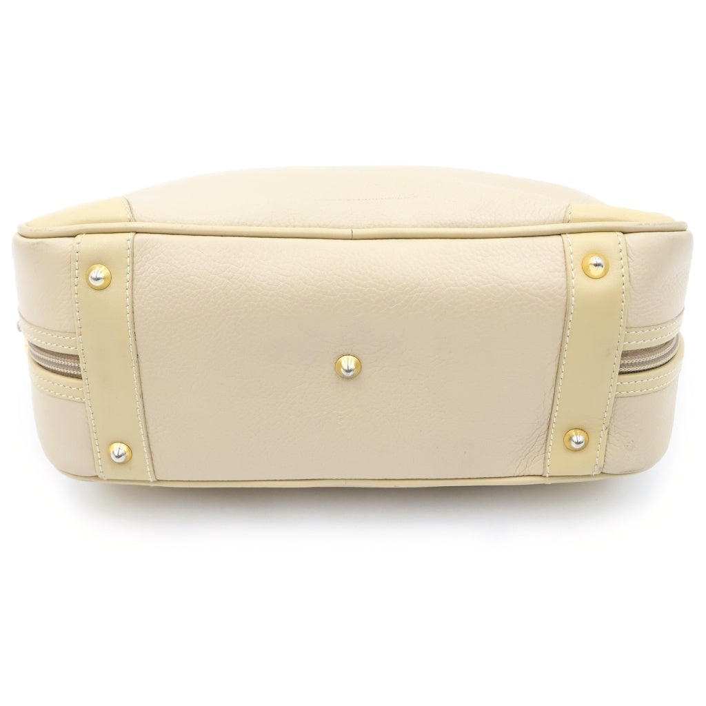 GUCCI(グッチ) オールドグッチ ロゴハンドバッグ ベージュ レザー 000390090 ゴールド金具 レディース
