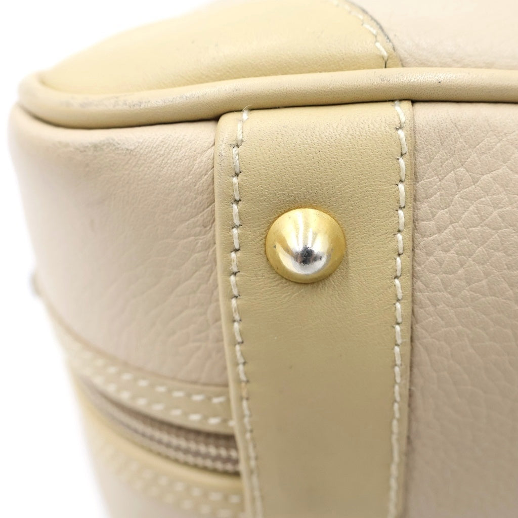 GUCCI(グッチ) オールドグッチ ロゴハンドバッグ ベージュ レザー 000390090 ゴールド金具 レディース