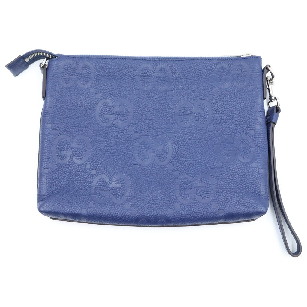 GUCCI(グッチ) ジャンボGG メッセンジャー ショルダーバッグ クラッチバッグ ネイビー レザー 825962 レディース