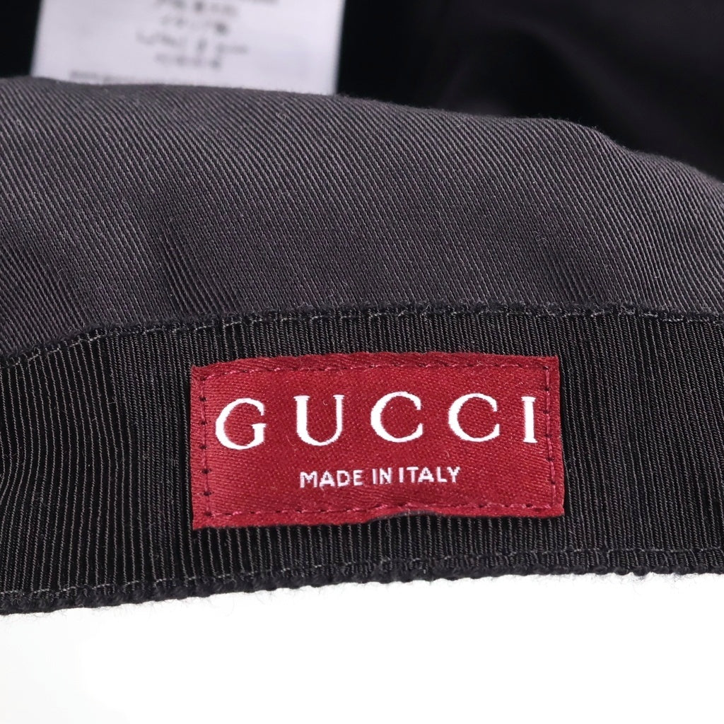 GUCCI(グッチ) ウェブ ストライプ シェリーライン GGキャンバス ベースボールキャップ 帽子 #L ブラック