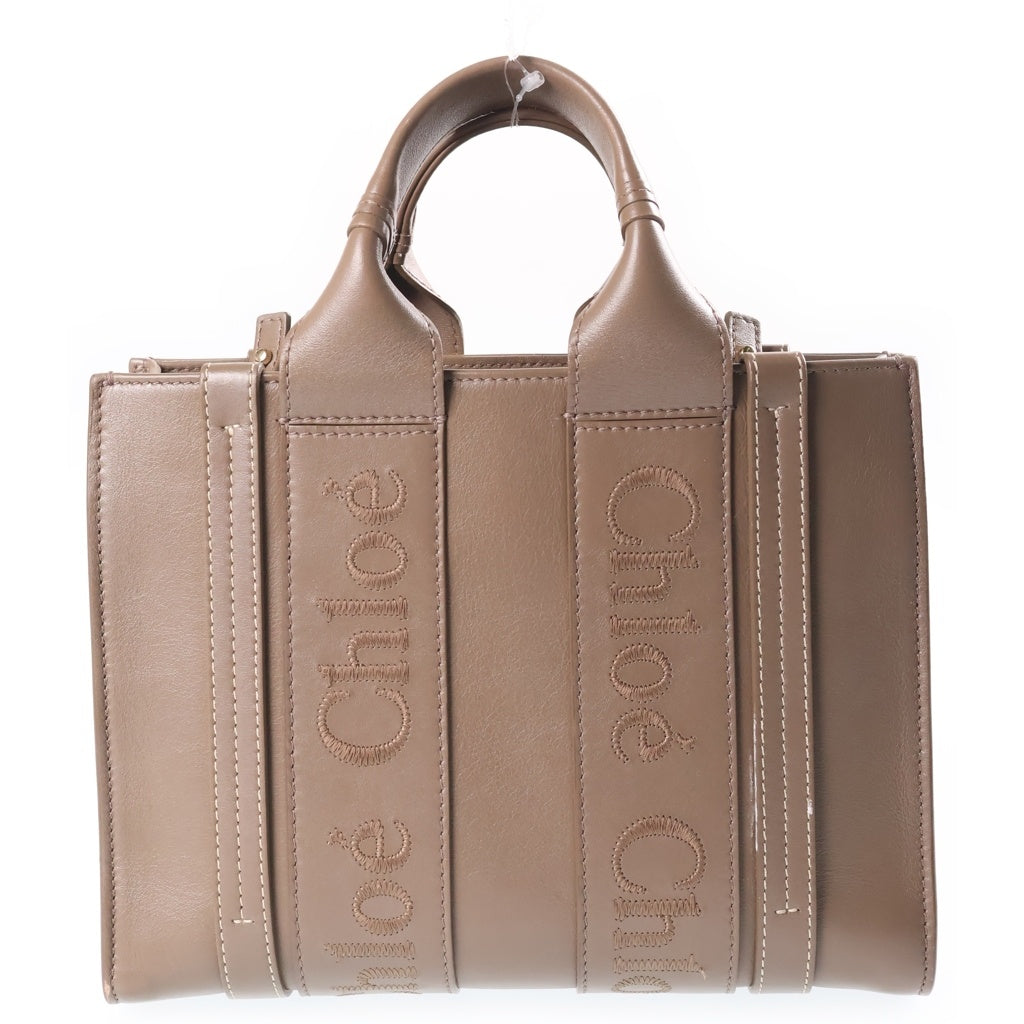 Chloe(クロエ) ウッディ ミニ ハンドバック 2wayショルダー レザー グレージュ レディース