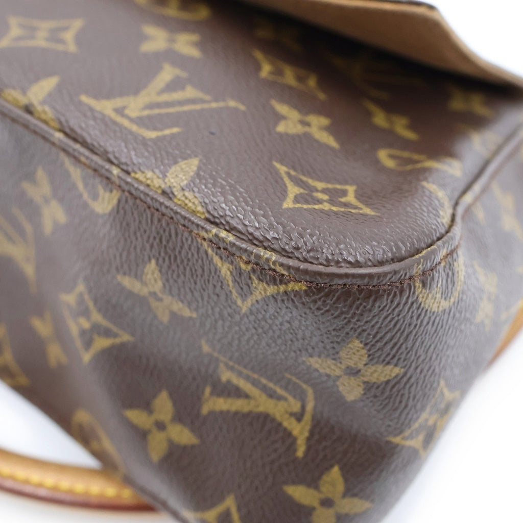 LOUIS VUITTON(ルイヴィトン) モノグラム ミニルーピング ハンドバッグ ワンショルダーバッグ ブラウン レザー×PVC M51147 ゴールド金具