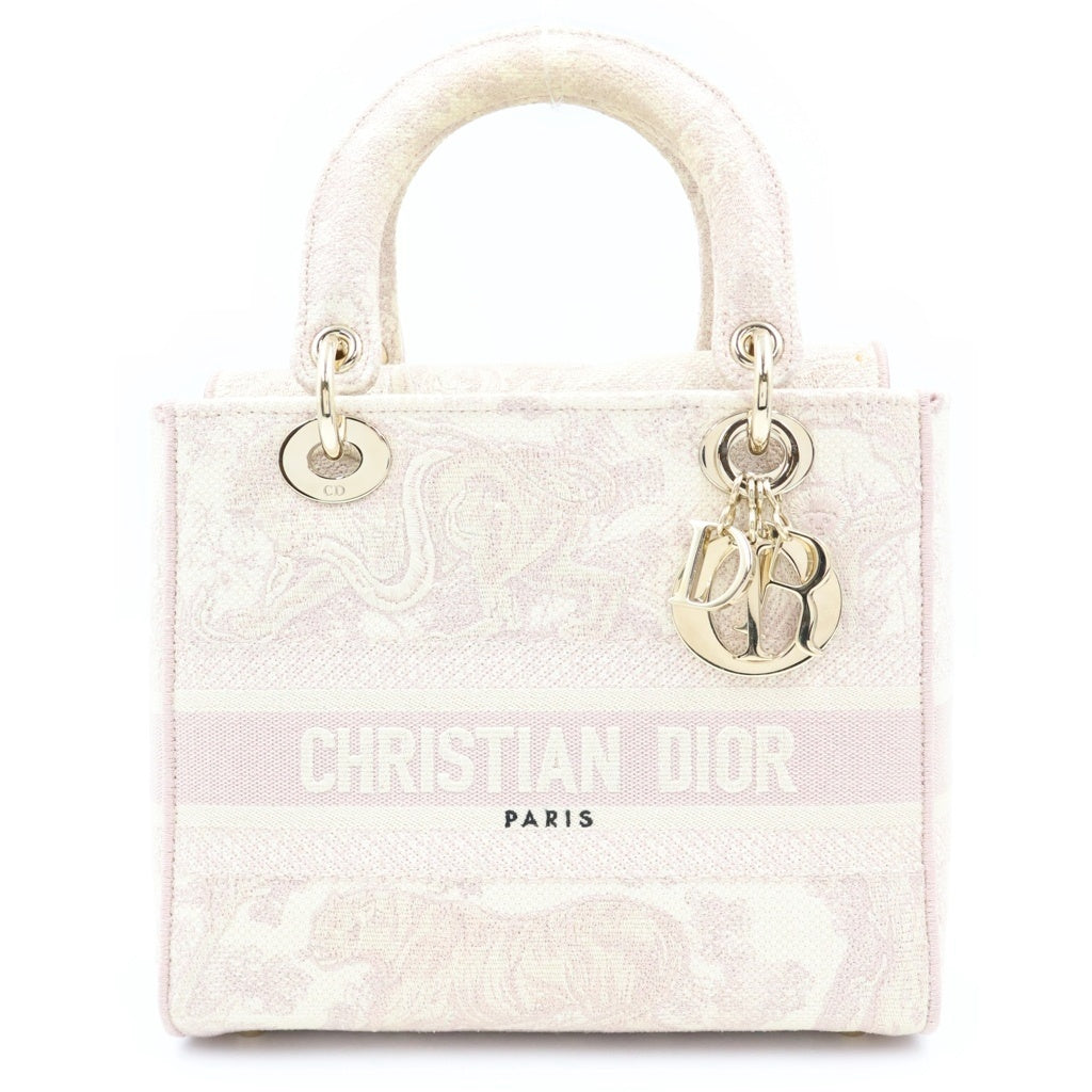 DIOR(ディオール) LADY D-LITE レディディライト 2WAYショルダー ハンドバッグ ミディアム キャンバス ピンク レディース