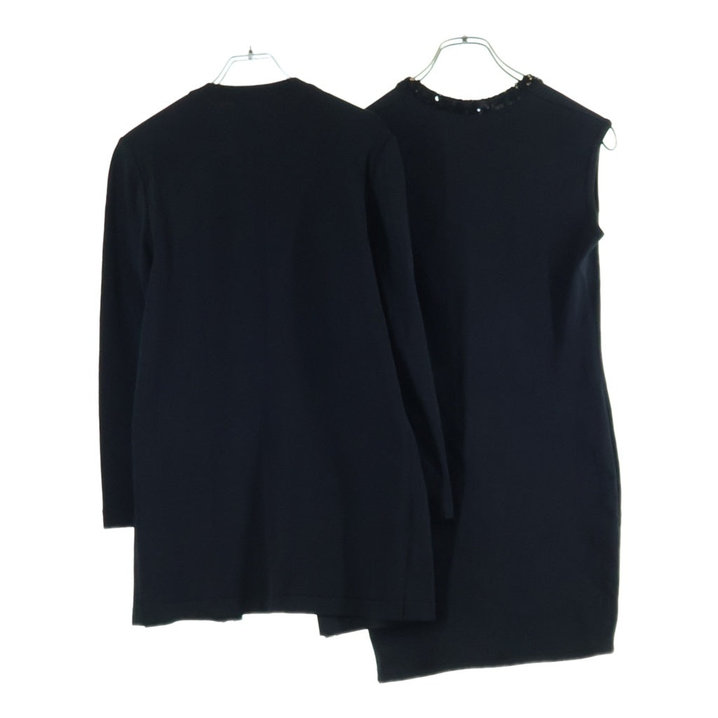 CELINE(セリーヌ) スパンコール ノーカラージャケット ノースリーブニットワンピース ブラック レディース