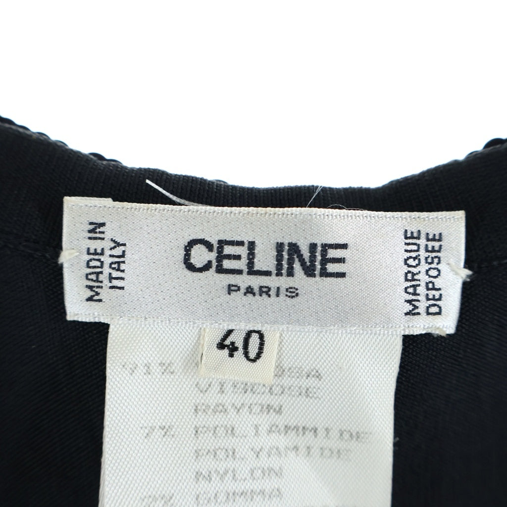 CELINE(セリーヌ) スパンコール ノーカラージャケット ノースリーブニットワンピース ブラック レディース