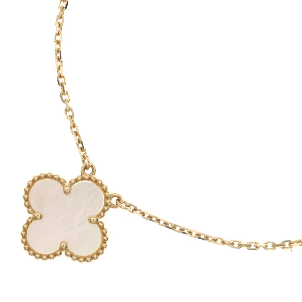 Van Cleef & Arpels(ヴァンクリーフアンドアーペル) ヴィンテージアルハンブラ マザーオブパール ネックレス ペンダント チェーン ゴールド×ホワイト Au750YG VCARA45900 レディース