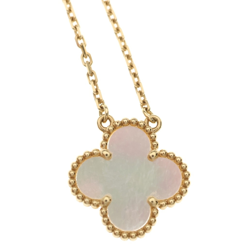 Van Cleef & Arpels(ヴァンクリーフアンドアーペル) ヴィンテージアルハンブラ マザーオブパール ネックレス ペンダント チェーン ゴールド×ホワイト Au750YG VCARA45900 レディース