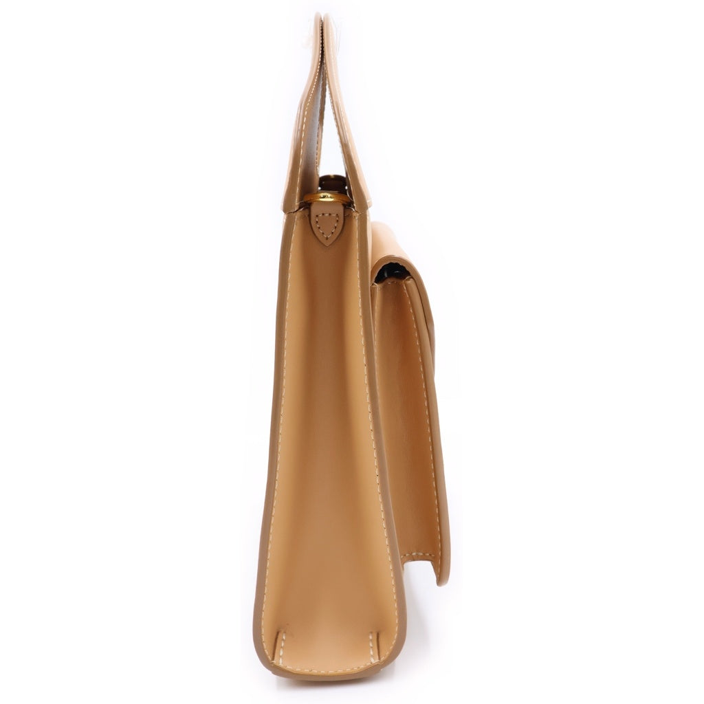 BURBERRY(バーバリー) トップステッチ ポケットバッグ レザー 2WAY ハンドバッグ ショルダーバッグ ブラウン レディース