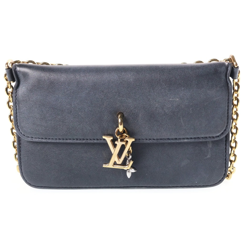 LOUIS VUITTON(ルイヴィトン) LVブルーム チェーンウォレット ショルダーバッグ ブラック ノワール カーフレザー M14564 ゴールド金具 レディース