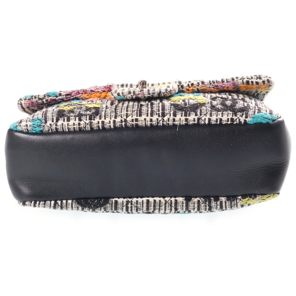CHANEL(シャネル) マトラッセ ココマーク Wフラップ Wチェーン ツイード ショルダーバッグ マルチカラー レザー A90684 シルバー金具 レディース