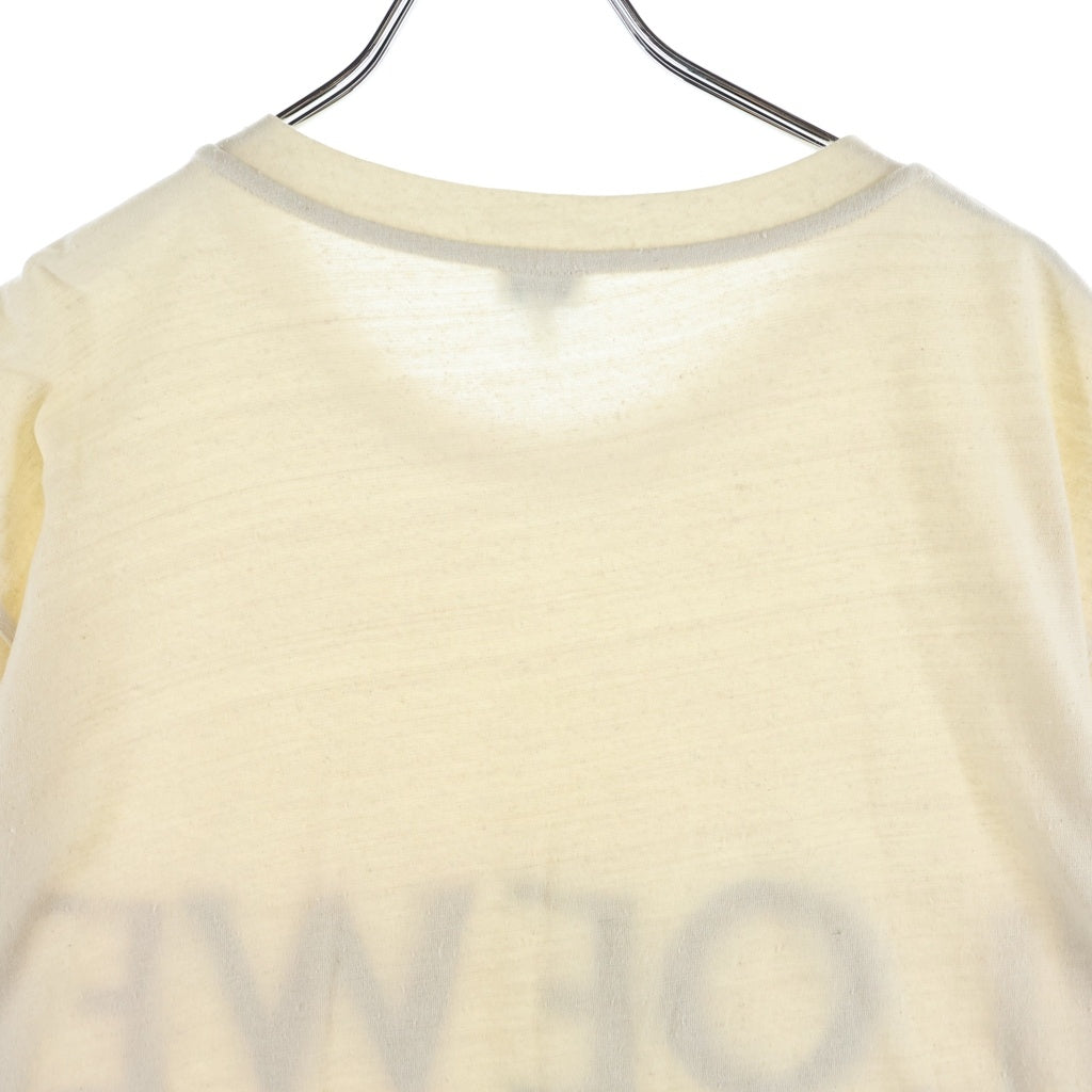 LOEWE(ロエベ) アップリケロゴ ネップ加工 コットン×シルク クルーネック 半袖 Tシャツ カットソー M ベージュ H6299620PC