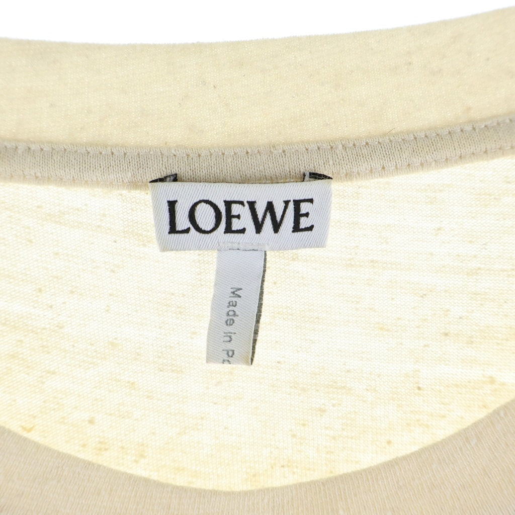 LOEWE(ロエベ) アップリケロゴ ネップ加工 コットン×シルク クルーネック 半袖 Tシャツ カットソー M ベージュ H6299620PC