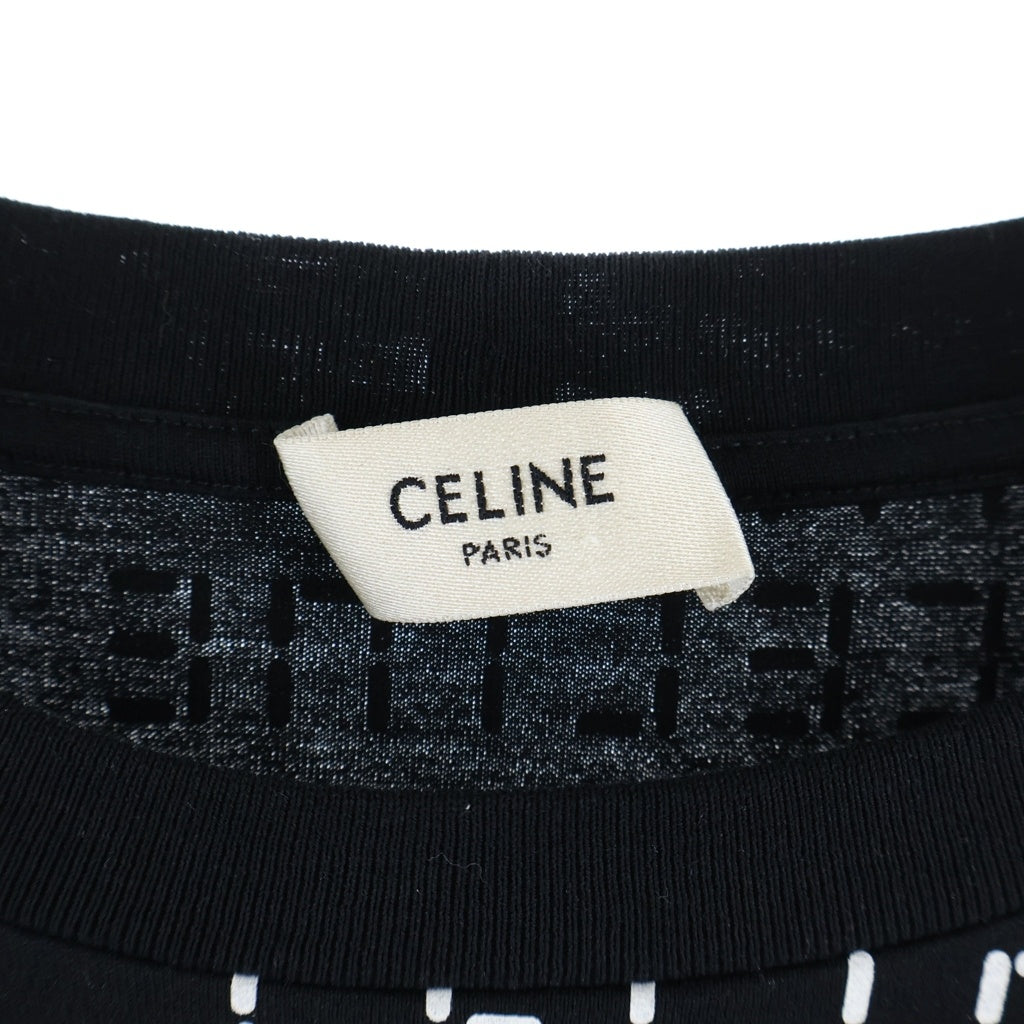 CELINE(セリーヌ) デジタルロゴプリント コットン クルーネック 半袖 Tシャツ カットソー M ブラック 2X651637O