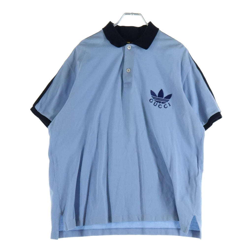 GUCCI(グッチ) GUCCI adidas グッチ アディダス ポロシャツ Tシャツ 半袖 コットン ブルー
