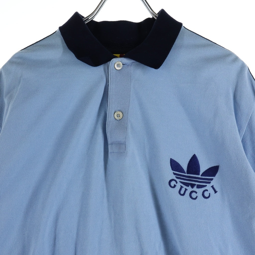 GUCCI(グッチ) GUCCI adidas グッチ アディダス ポロシャツ Tシャツ 半袖 コットン ブルー