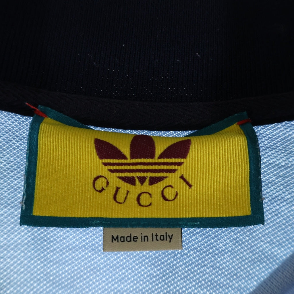 GUCCI(グッチ) GUCCI adidas グッチ アディダス ポロシャツ Tシャツ 半袖 コットン ブルー
