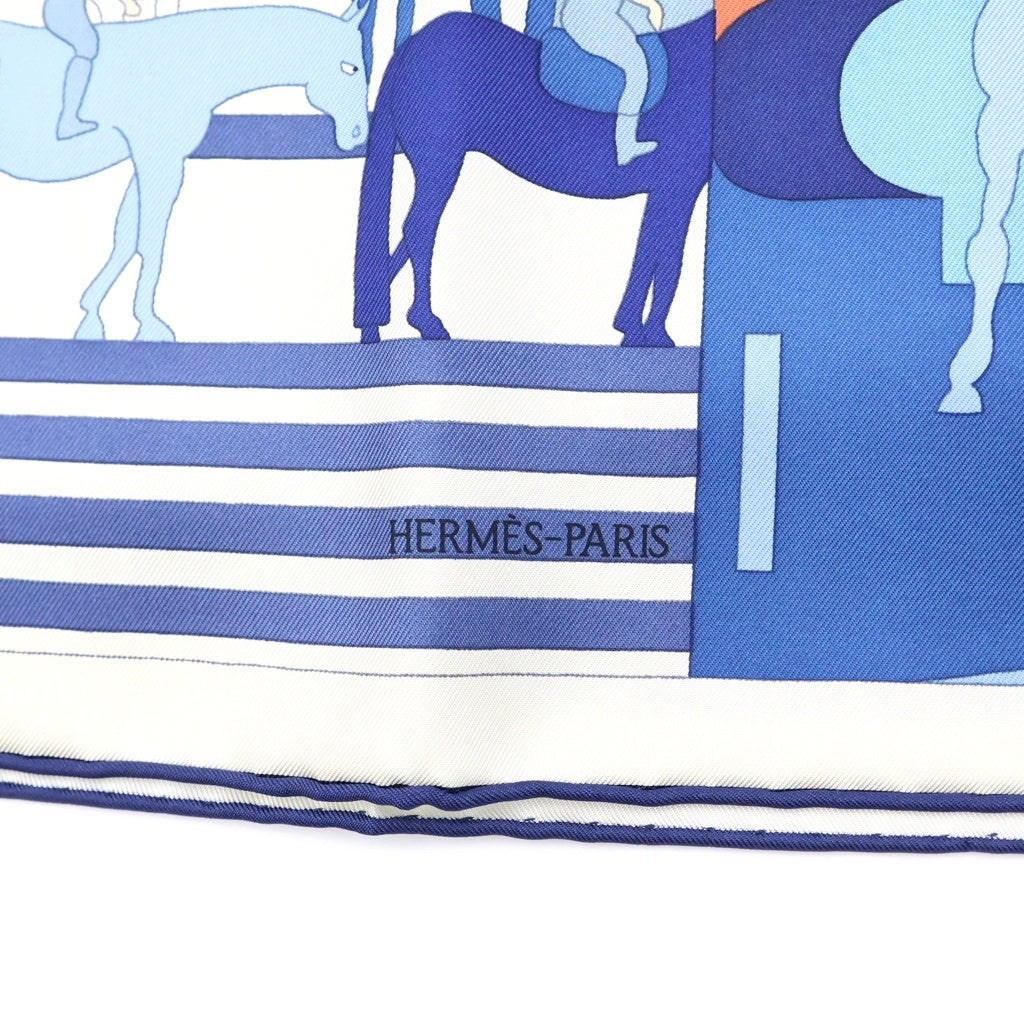 HERMES(エルメス) カレ90 馬と私 シルクスカーフ ブルー レディース