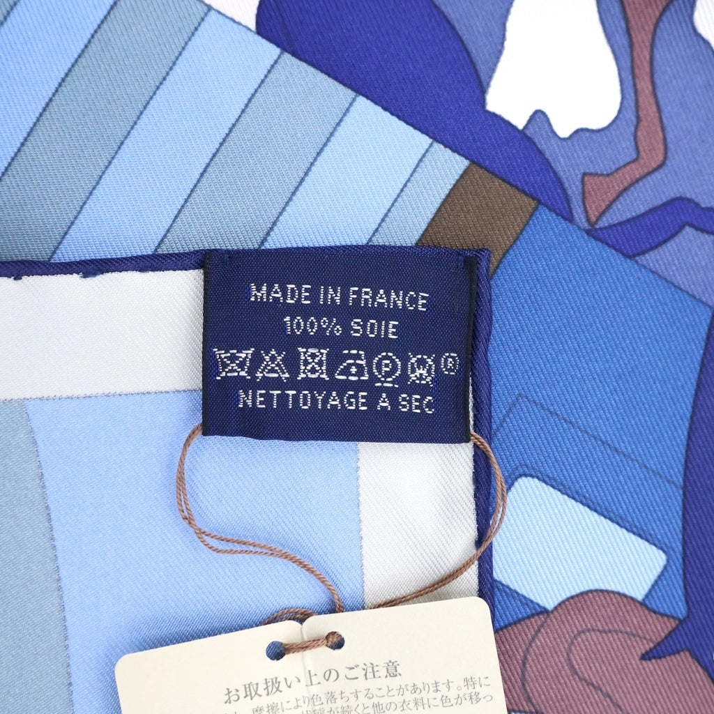 HERMES(エルメス) カレ90 馬と私 シルクスカーフ ブルー レディース