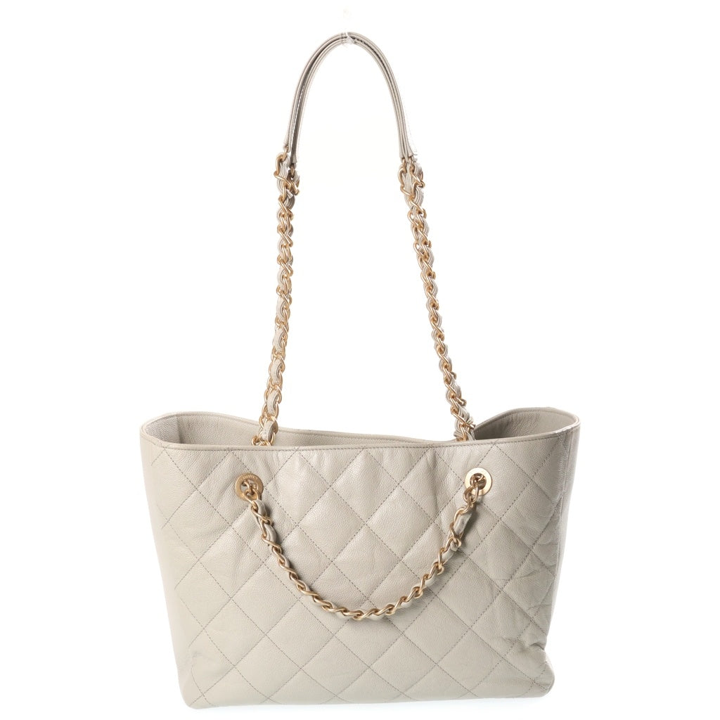 CHANEL(シャネル) マトラッセ トートバック ココマーク ゴールド金具 キャビアスキン ライトベージュ レディース