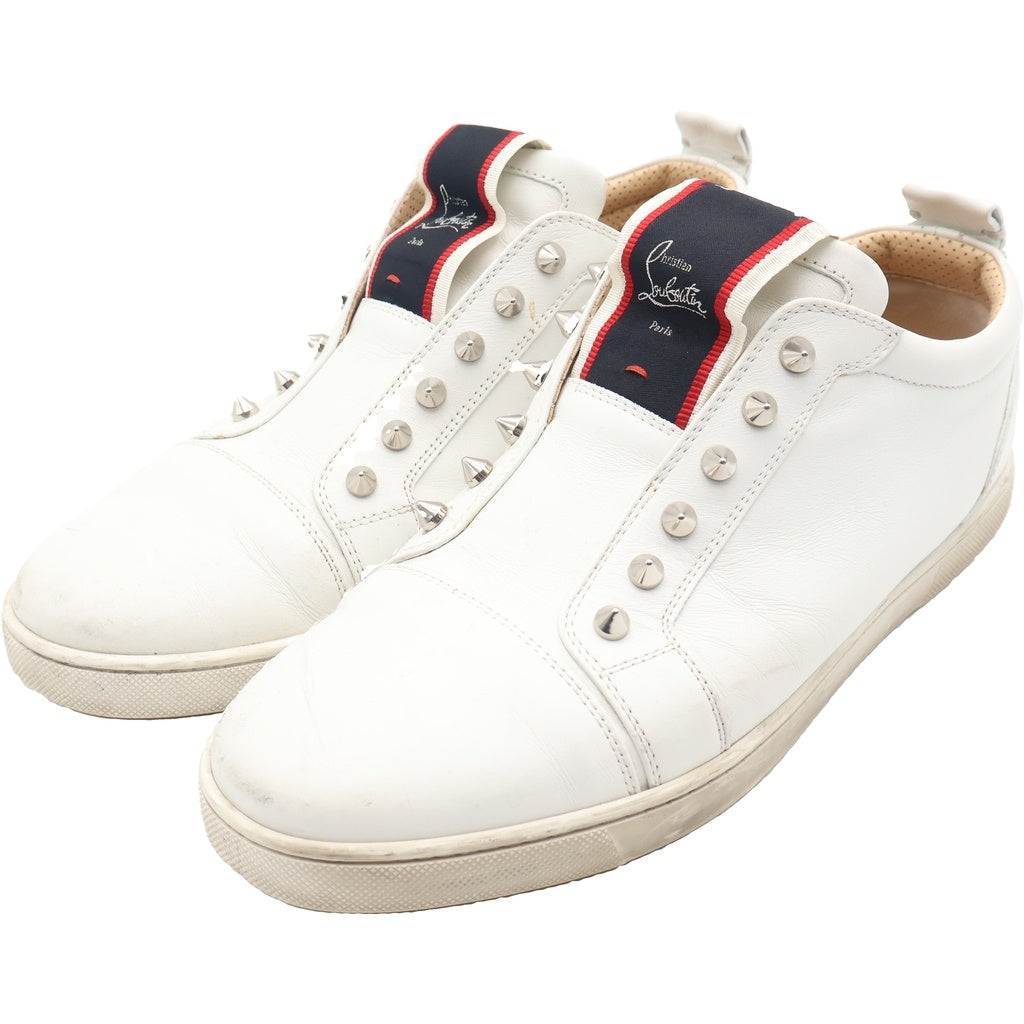 CHRISTIAN LOUBOUTIN(クリスチャンルブタン) スタッズ装飾 レザー スリッポン ローカットスニーカー ホワイト 3200465