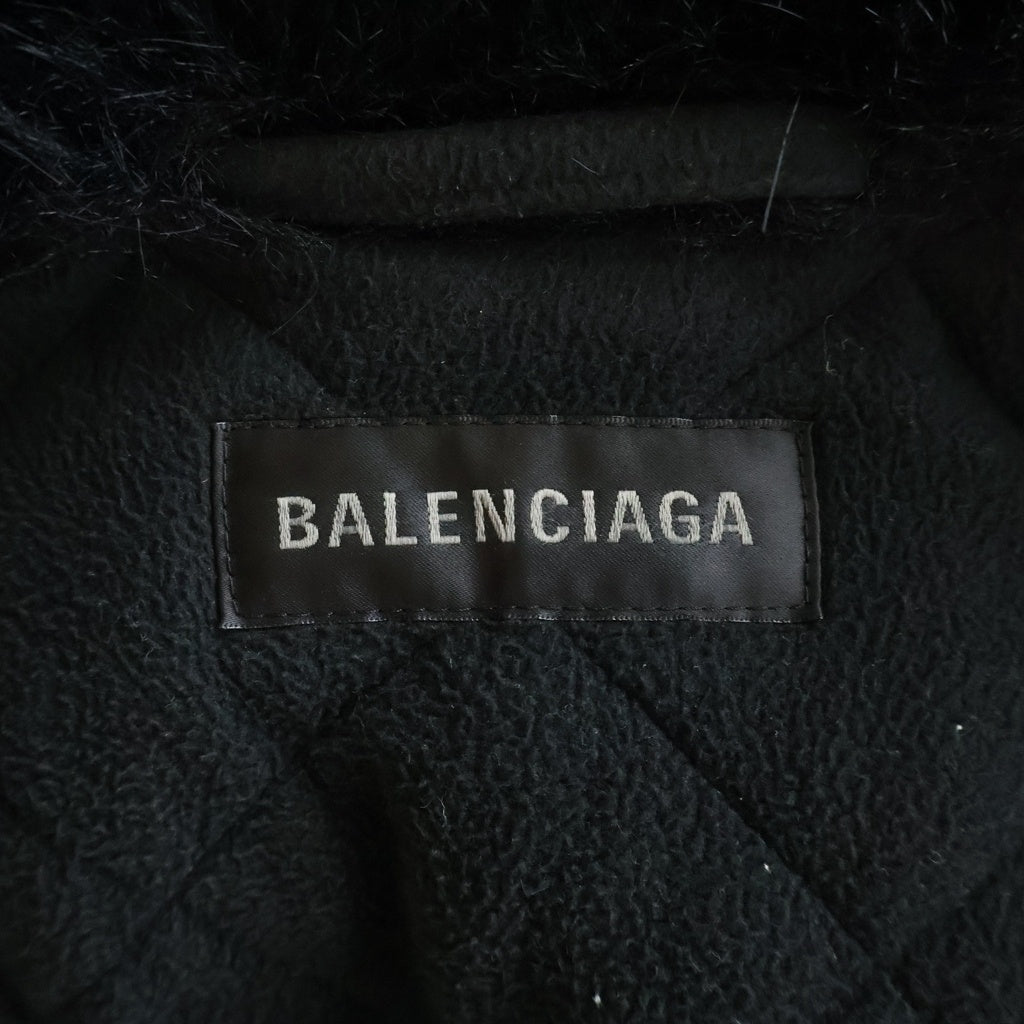 BALENCIAGA(バレンシアガ) BBバックロゴ ジップアップ ファージャケット ブラック 768980 TPQ23