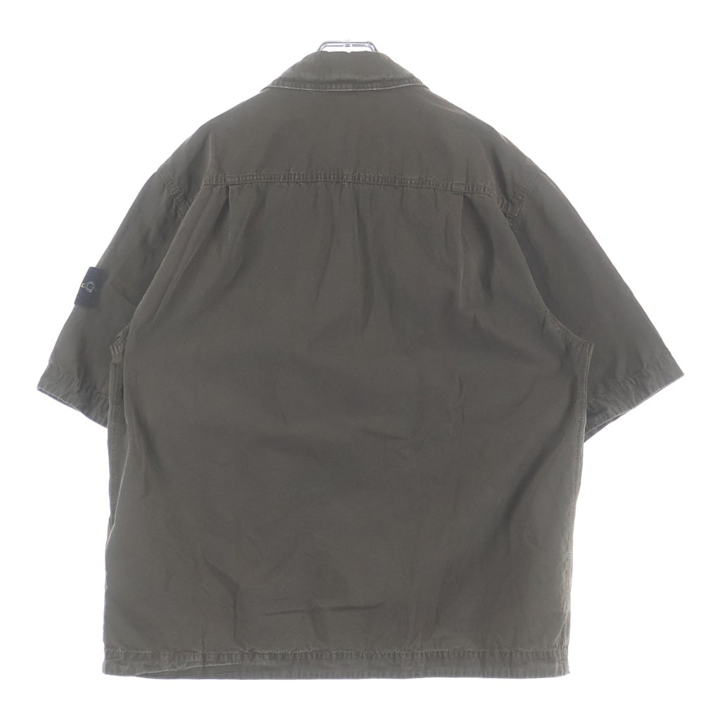 STONE ISLAND(ストーンアイランド) ブラッシュ加工 コットンキャンバス 半袖シャツ カーキ K1S151200029