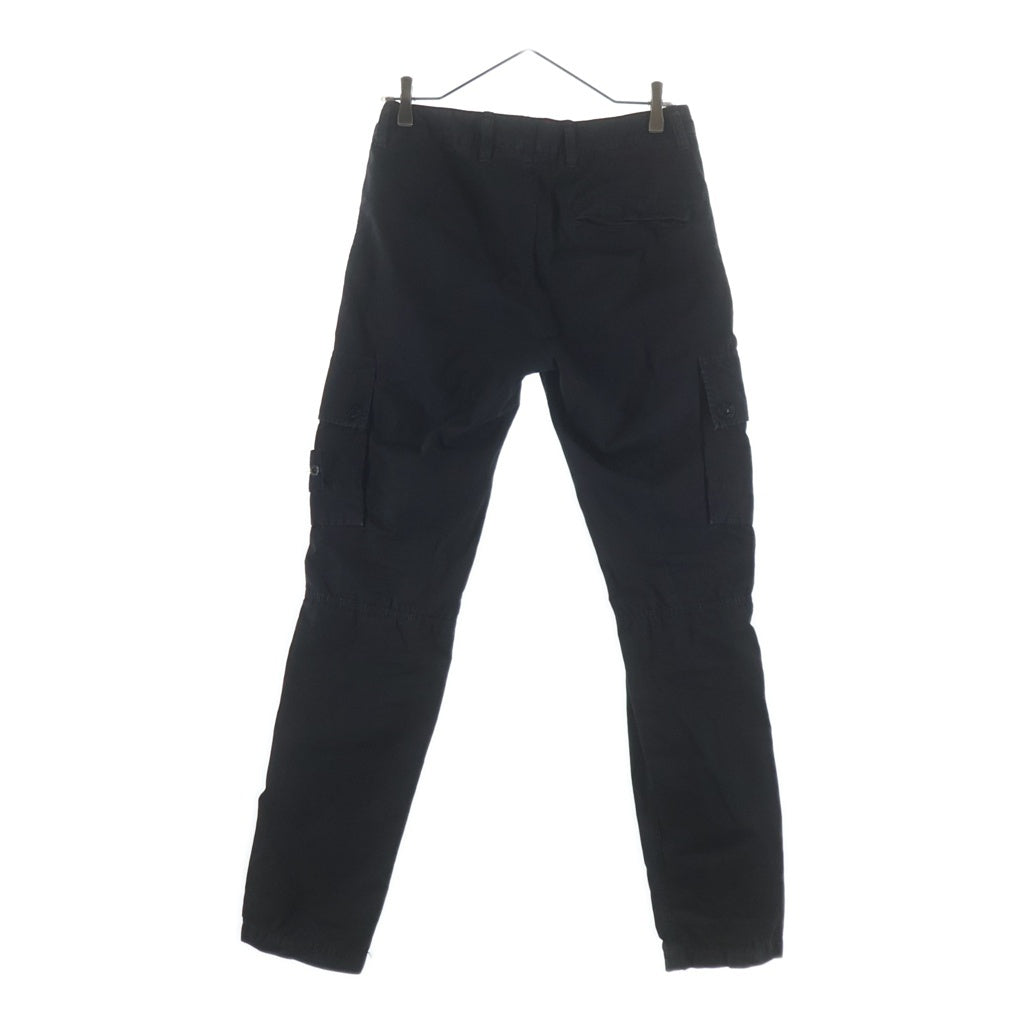 STONE ISLAND(ストーンアイランド) ガーメントダイ エフェクト ロゴパッチ ウォッシュコットン カーゴパンツ ブラック 1015303WA