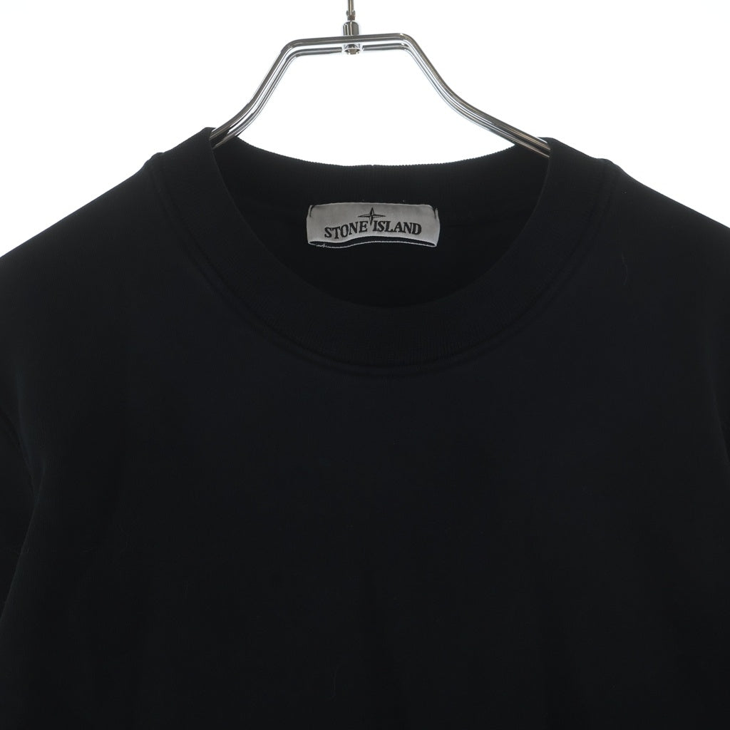 STONE ISLAND(ストーンアイランド) 24SS ロゴワッペン付 コットン クルーネック 長袖スウェット トレーナー カットソー ブラック 801563051