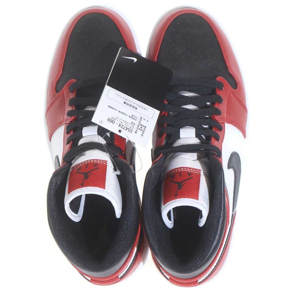 NIKE(ナイキ) AIR JORDAN 1 MID CHICAGO BLACK TOE エアジョーダン1 シカゴ ブラック トゥ ミッドカットスニーカー ブラック/レッド/ホワイト US8.5/26.5cm 554724-069