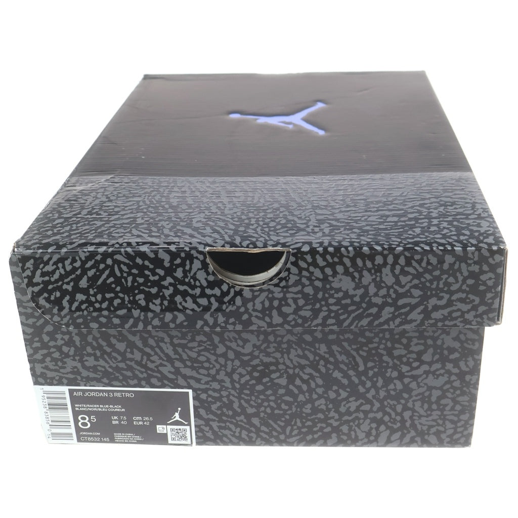 NIKE(ナイキ) AIR JORDAN 3 RETRO RACER BLUE エアジョーダン3 レーサー ハイカットスニーカー ブルー/ホワイト US8.5/26.5cm CT8532-145