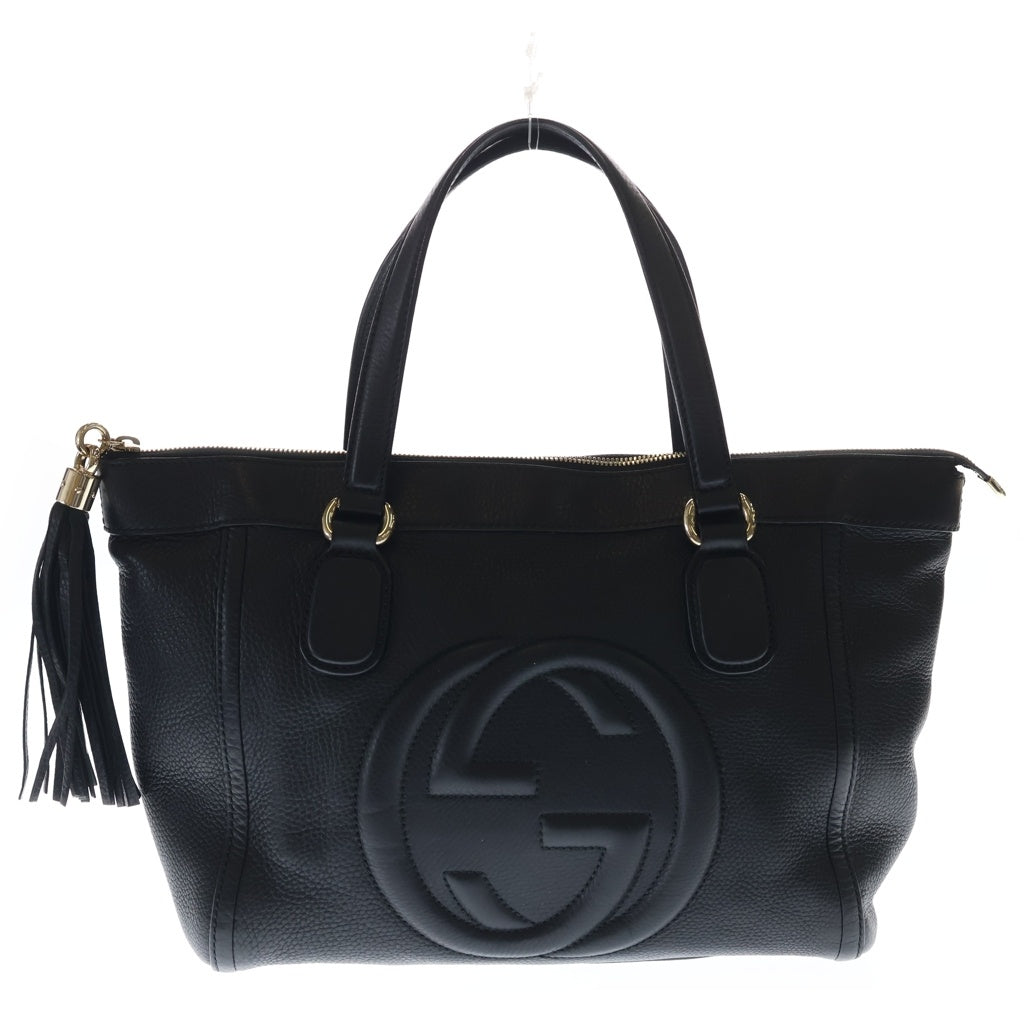 GUCCI(グッチ) インターロッキング G ロゴ レザー ハンドバッグ ブラック 282307 レディース