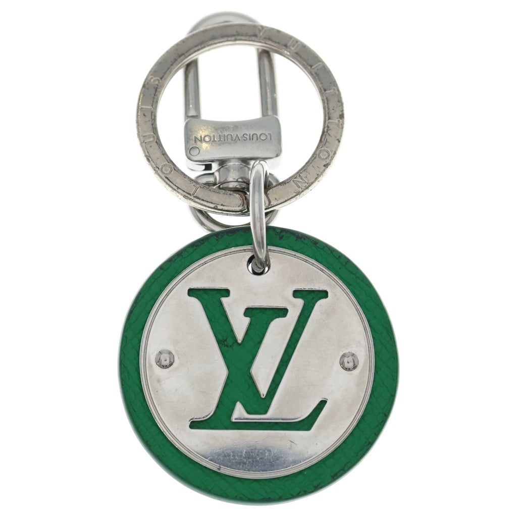 LOUIS VUITTON(ルイヴィトン) LV サークル メタル レザー キーホルダー グリーン/シルバー M01746