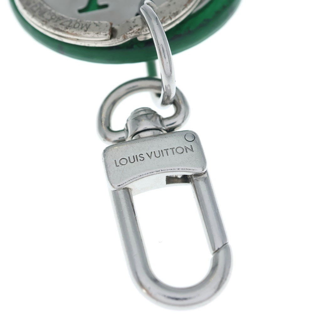 LOUIS VUITTON(ルイヴィトン) LV サークル メタル レザー キーホルダー グリーン/シルバー M01746