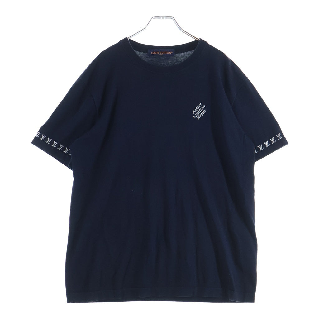 LOUIS VUITTON(ルイヴィトン) 24SS シグネチャー ロゴ ジャガード クルーネック 半袖Tシャツ カットソー ネイビー RM242MQ Z34 HRN42W