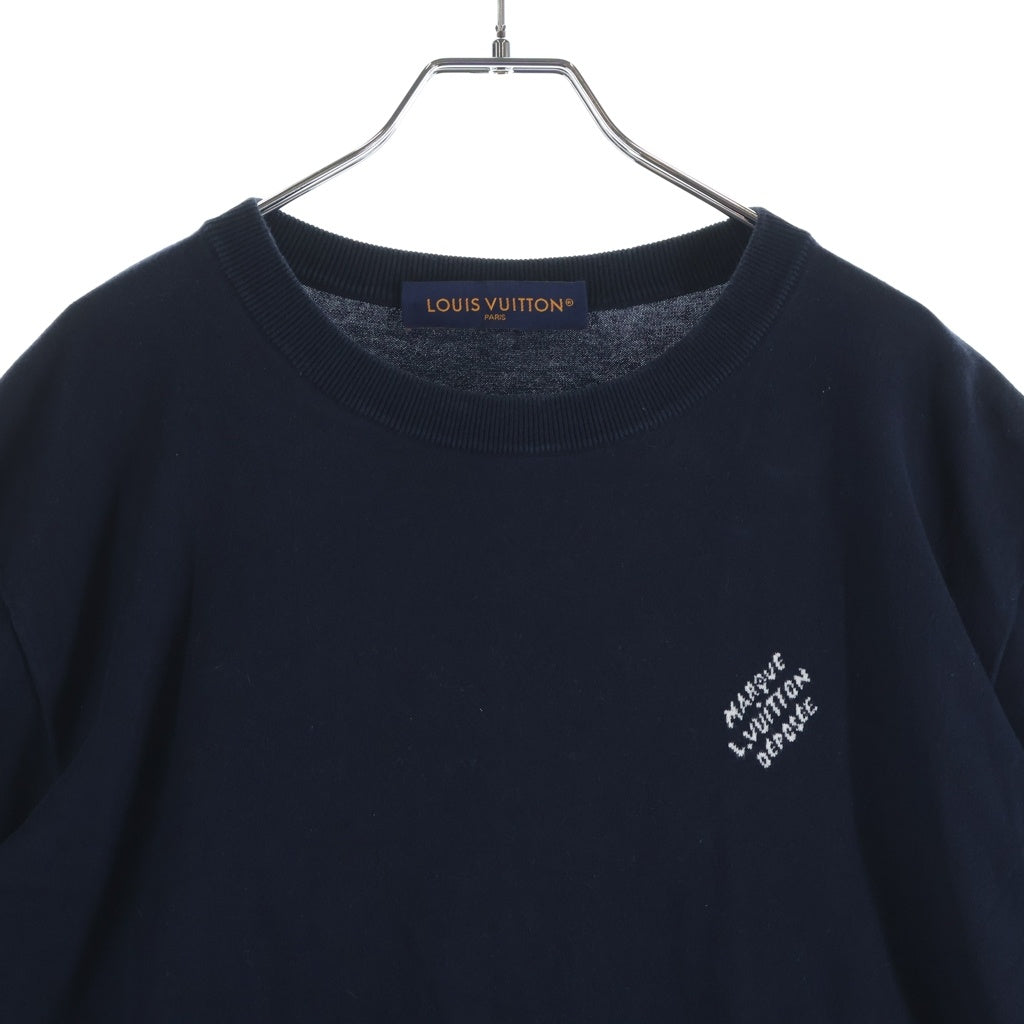 LOUIS VUITTON(ルイヴィトン) 24SS シグネチャー ロゴ ジャガード クルーネック 半袖Tシャツ カットソー ネイビー RM242MQ Z34 HRN42W