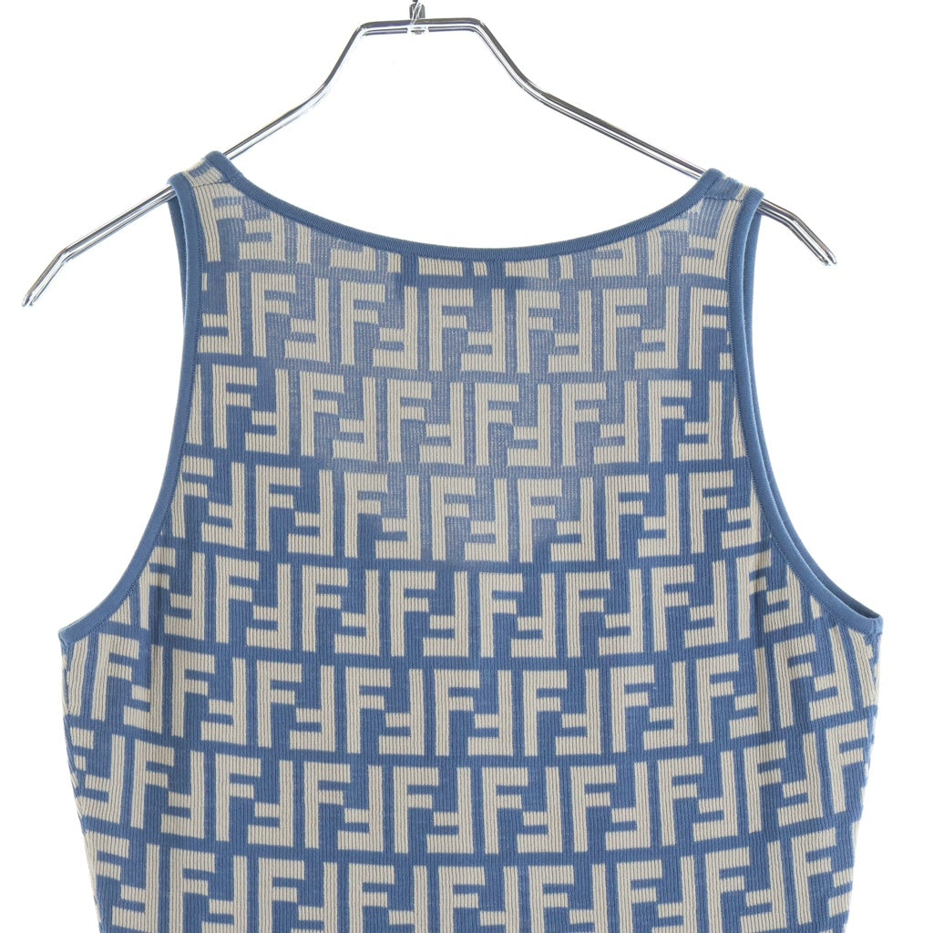 FENDI(フェンディ) 25SS ズッカ柄 ノースリーブ ワンピース ネイビー/ベージュ FZDD38 AUHW レディース