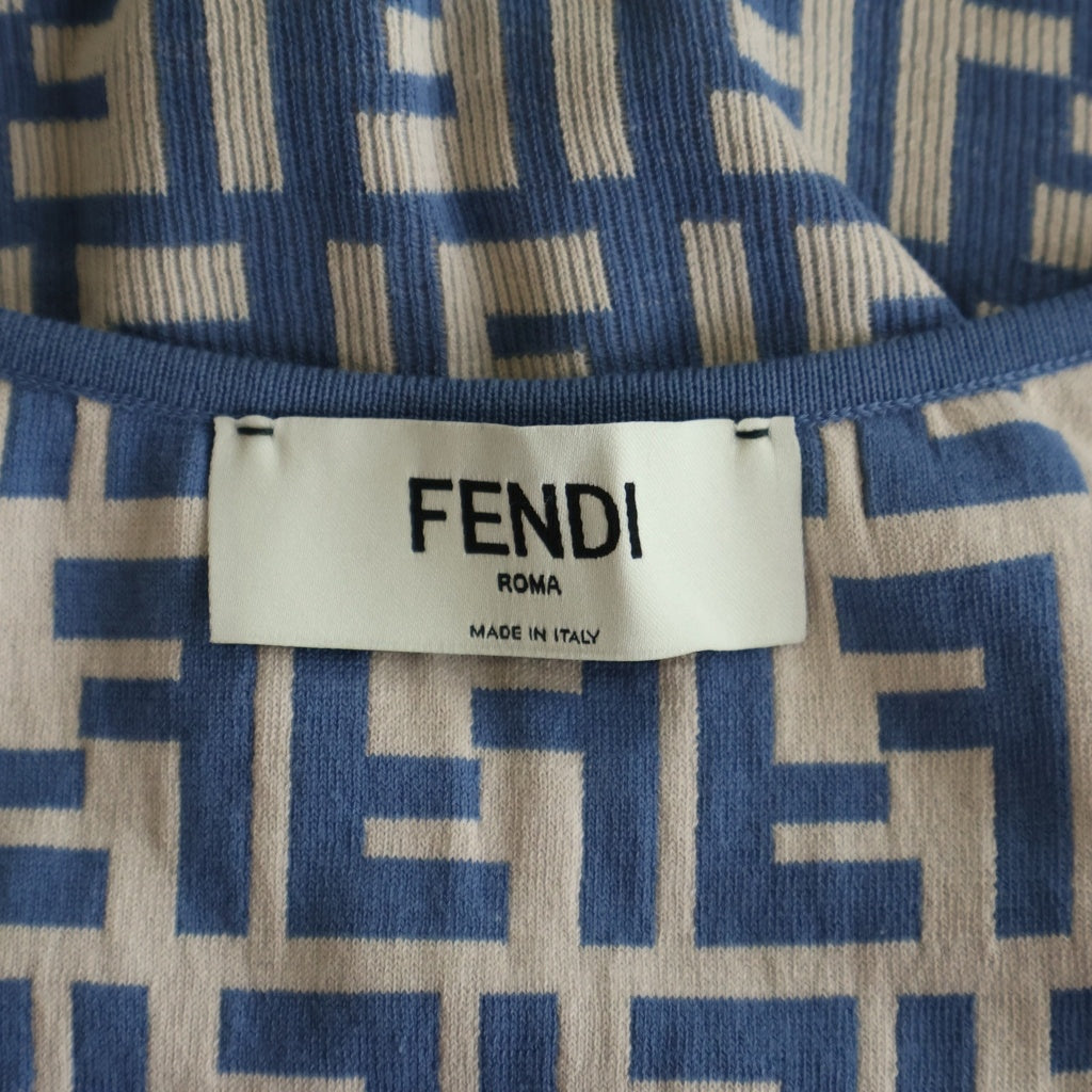 FENDI(フェンディ) 25SS ズッカ柄 ノースリーブ ワンピース ネイビー/ベージュ FZDD38 AUHW レディース