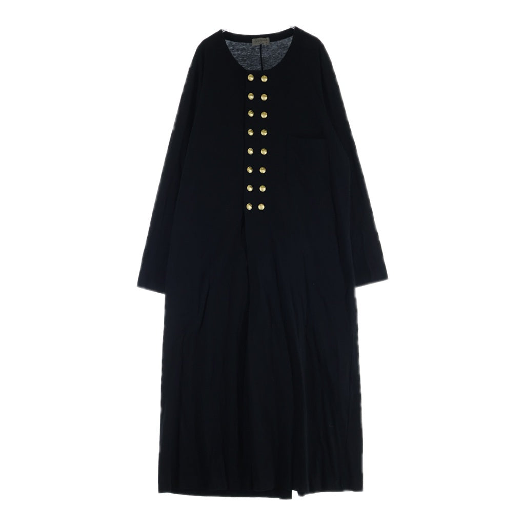 Yohji Yamamoto(ヨウジヤマモト) 19AW 金ボタン ヘンリーネック ロングコート ブラック HC-T66-016