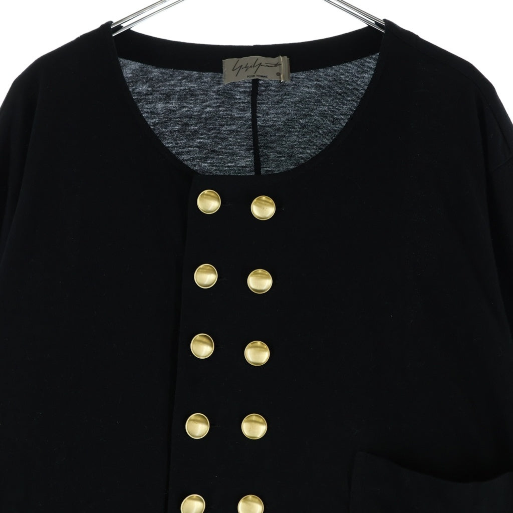 Yohji Yamamoto(ヨウジヤマモト) 19AW 金ボタン ヘンリーネック ロングコート ブラック HC-T66-016