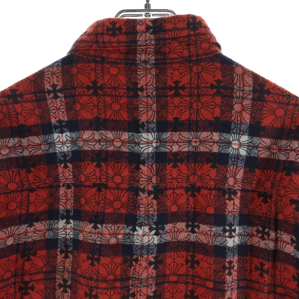 CHROME HEARTS(クロムハーツ) LOOSE ENDS ルーズエンド クロスボールボタン 長袖チェックシャツ レッド