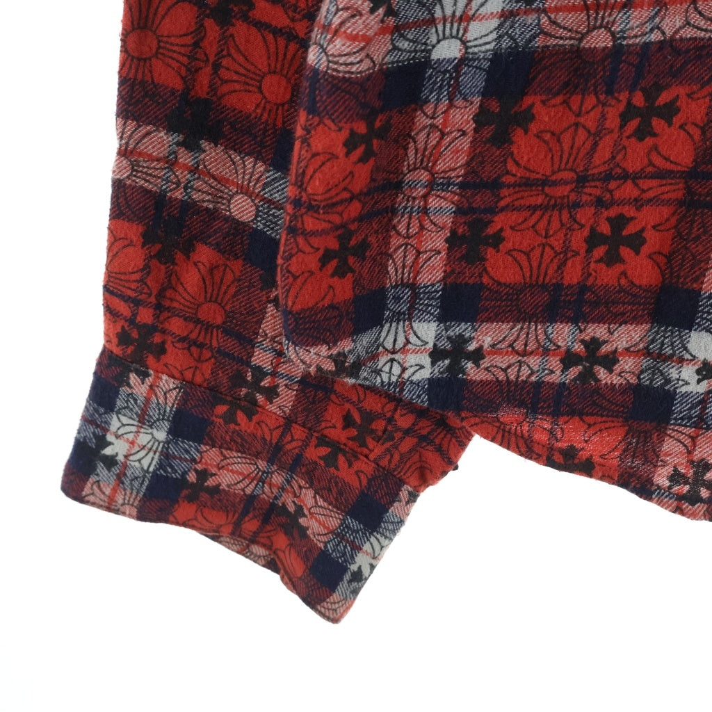 CHROME HEARTS(クロムハーツ) LOOSE ENDS ルーズエンド クロスボールボタン 長袖チェックシャツ レッド