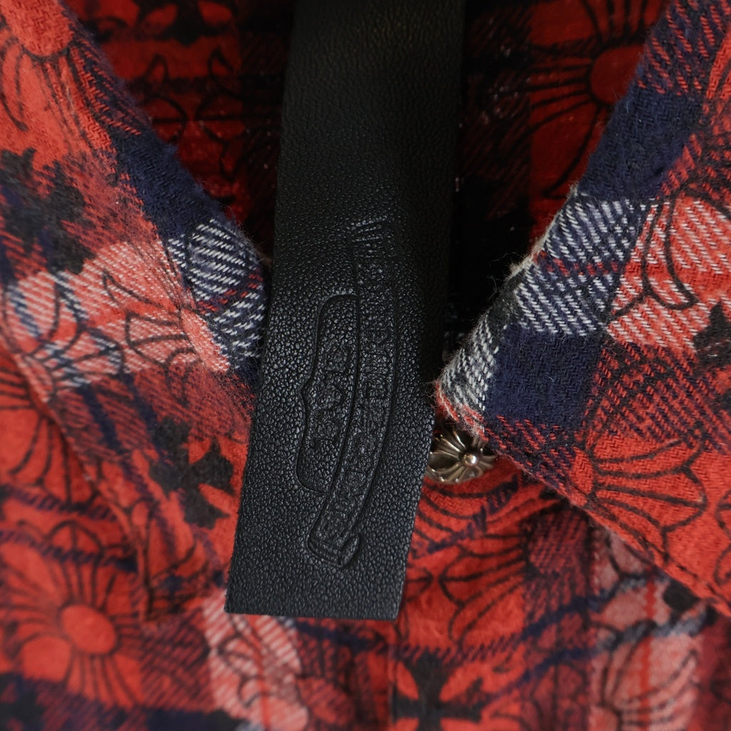 CHROME HEARTS(クロムハーツ) LOOSE ENDS ルーズエンド クロスボールボタン 長袖チェックシャツ レッド
